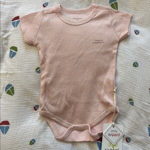 1. Pink Ribbed Baby Onesie